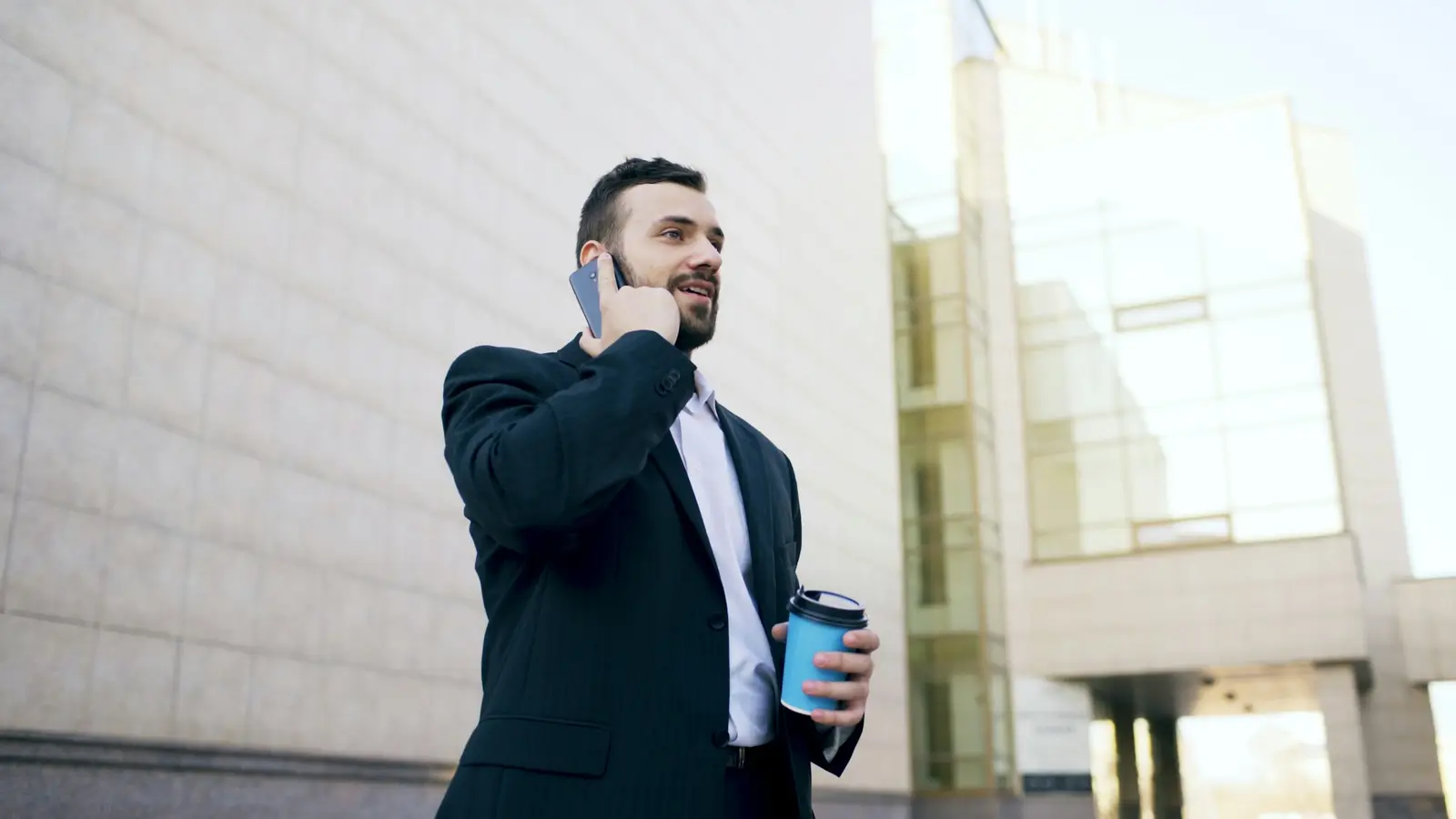 Business traveler on phone