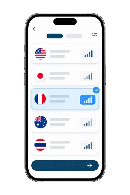 Choosing a destination plan in the app