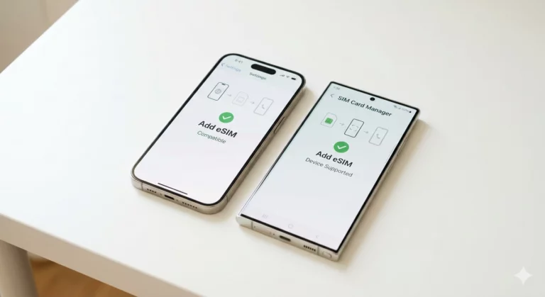 iPhone and Samsung eSIM Settings Compatibility Verification 2026"